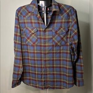 Wrangler Blue and Red Plaid Casual Shirt